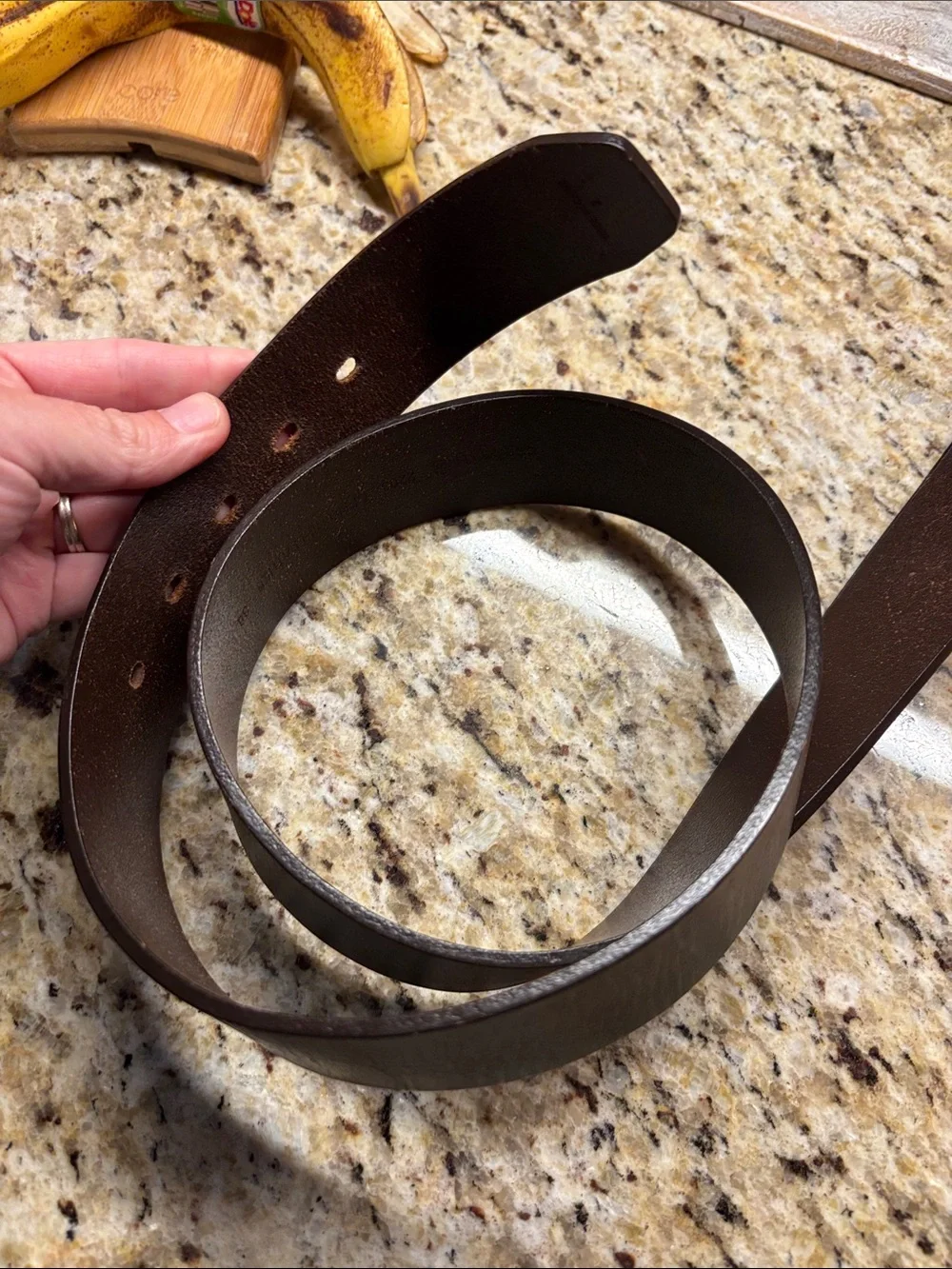 Genuine Brown Leather Men’s Belt - Stitched Detail
